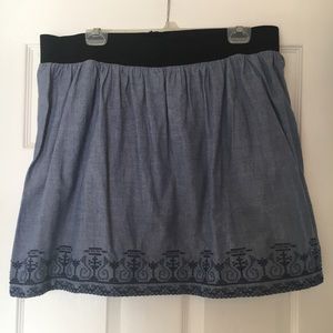 Cute VAC Jeans Skirt with Embroidered Hem